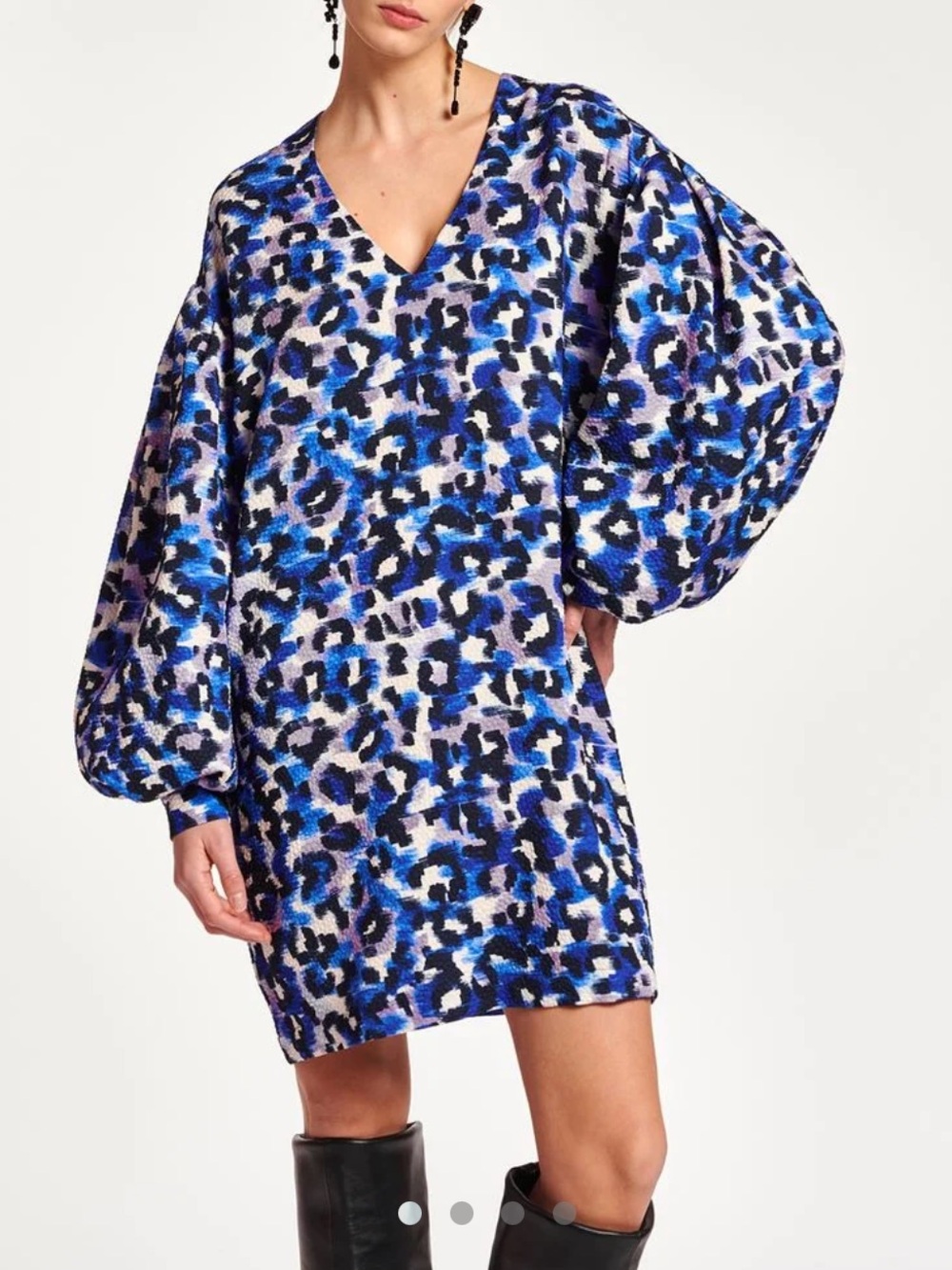 Essentiel Antwerp Ablurred Blue Panther Mini Dress Sz 34 = Sz 2 NWOT Maximalist